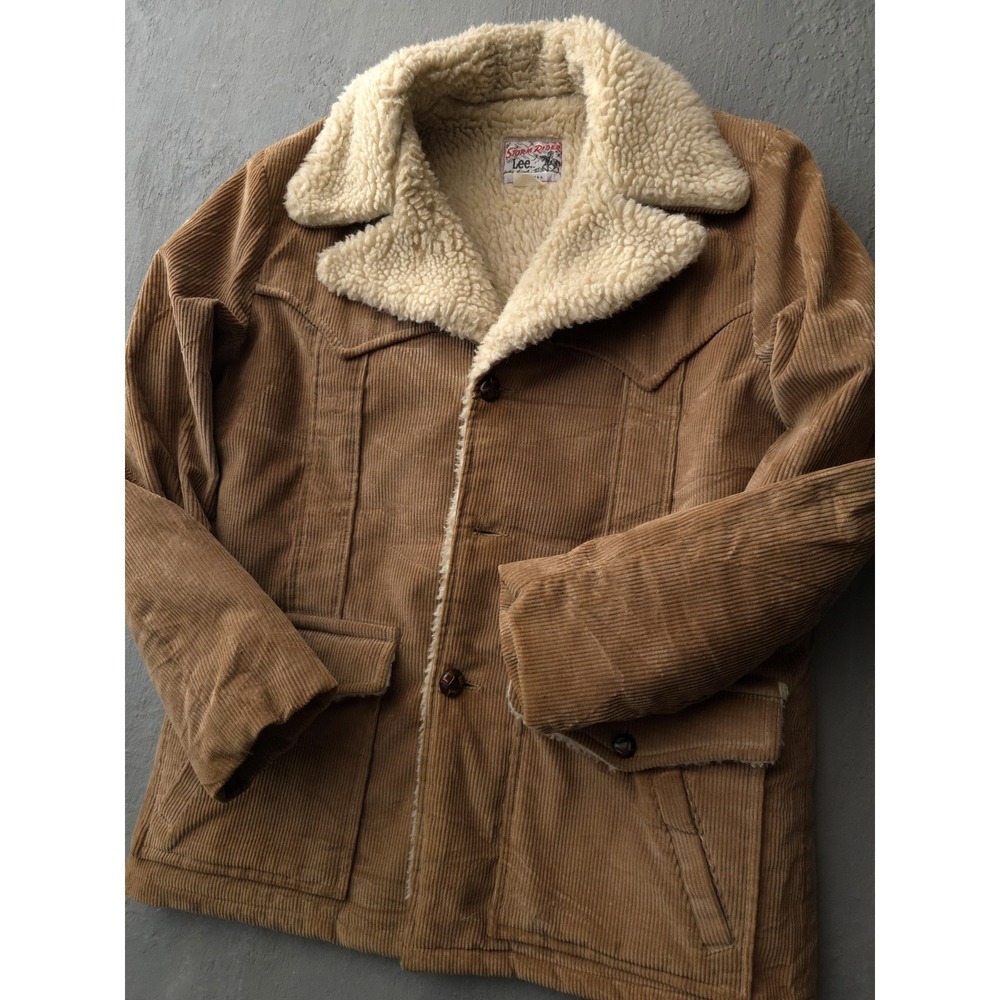 Vintage 1970s Lee Storm Rider Beige Corduroy Fleece Lined Barnstormer Coat 42 - Picture 6 of 14